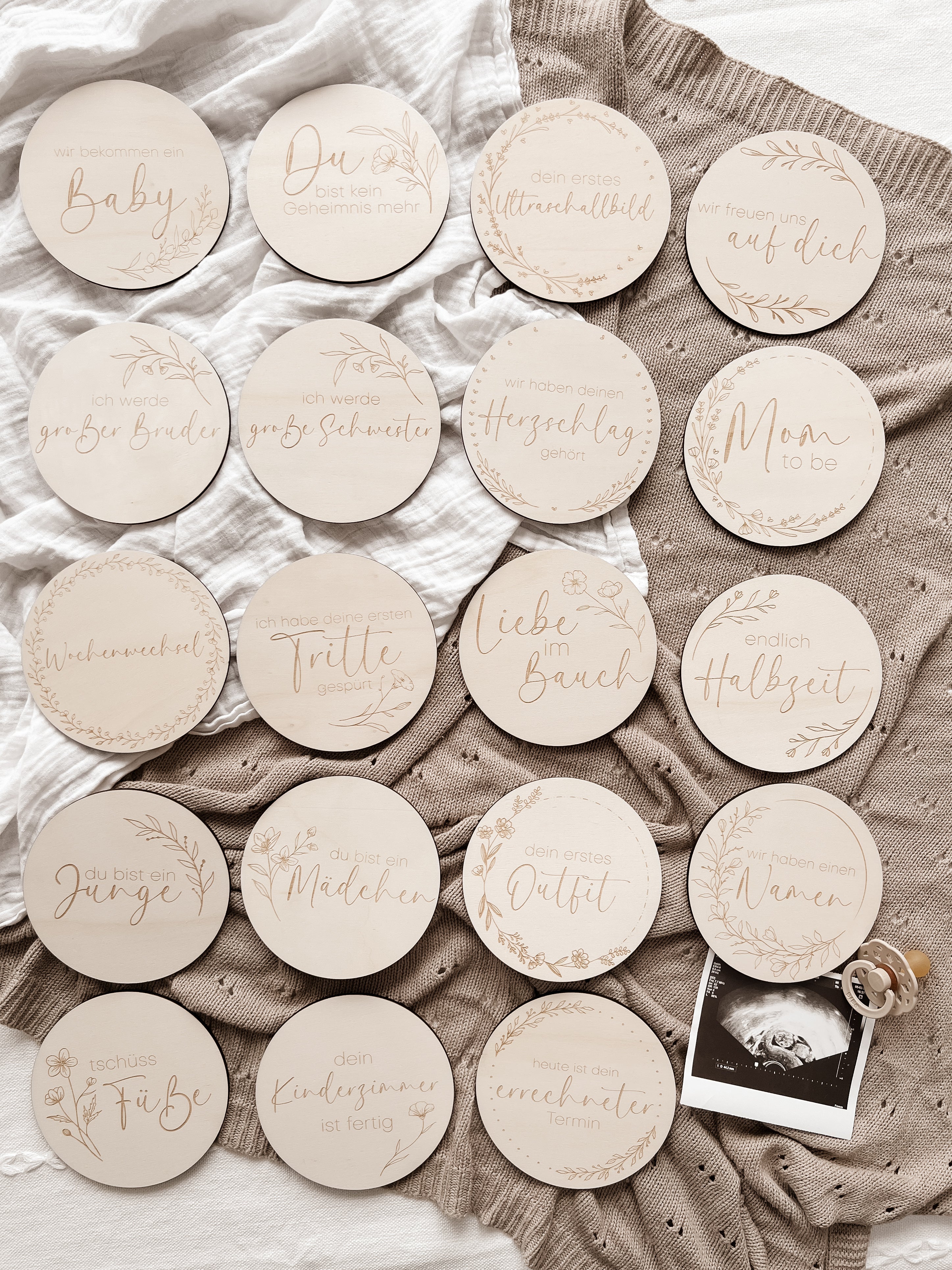 20 Meilensteinkarten Schwangerschaft aus Holz 20 Stück - BohoWildflowerVibes