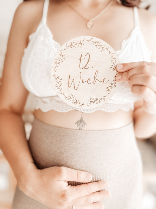 Schwangerschaft Meilensteinkarten aus Holz, Wochen, Schwangerschaft verkünden, Baby, Geburt