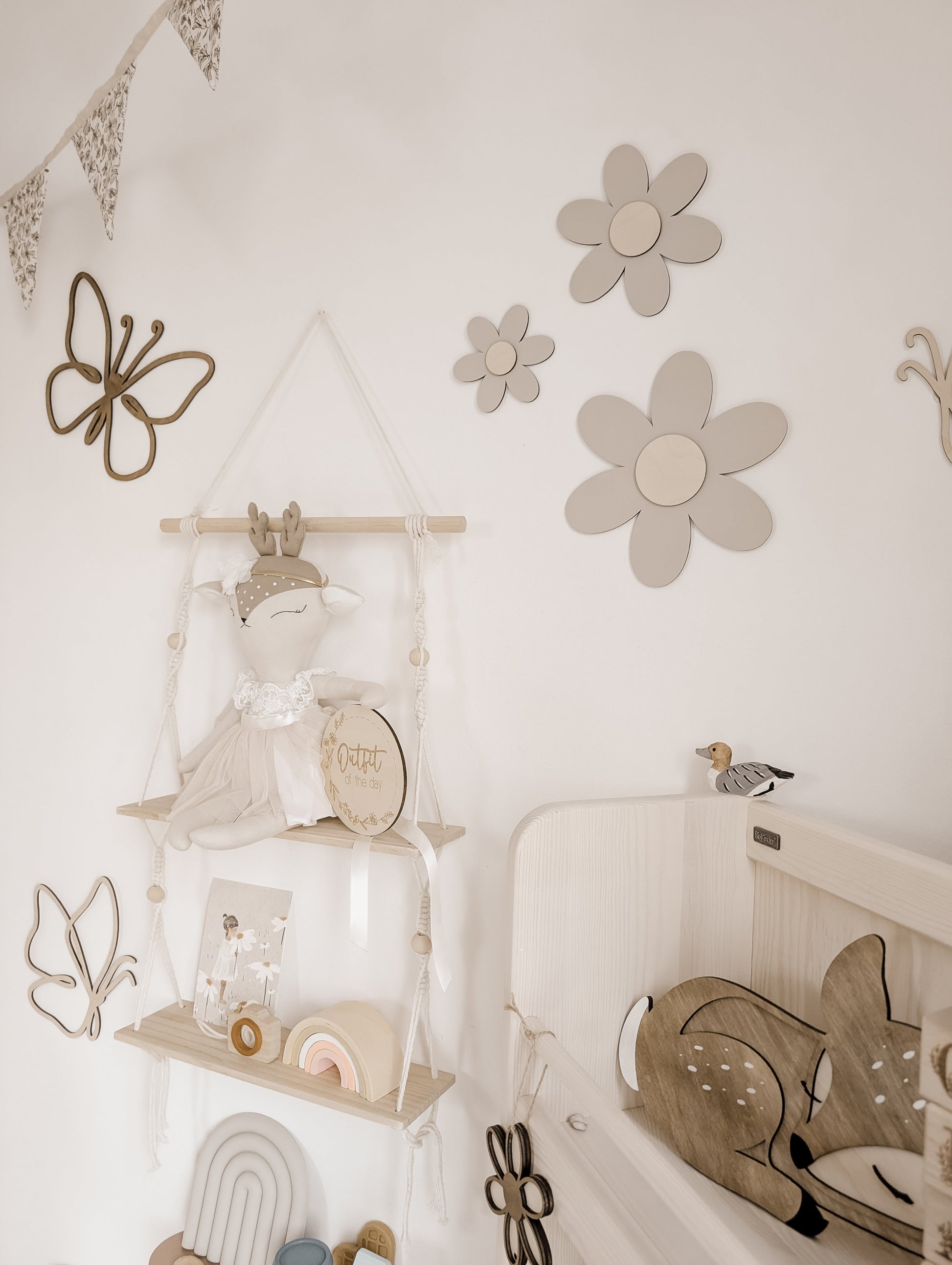 3 Holzblumen Beige, Birke - BohoWildflowerVibes