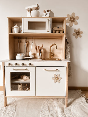 3 Holzblumen - Birke nussbraun