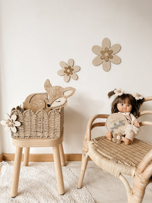 3 Holzblumen - Birke, nussbraun - BohoWildflowerVibes