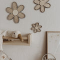 3 Holzblumen mit Rattan Gravur Wanddeko für Kinder- und Babyzimmer - BohoWildflowerVibes