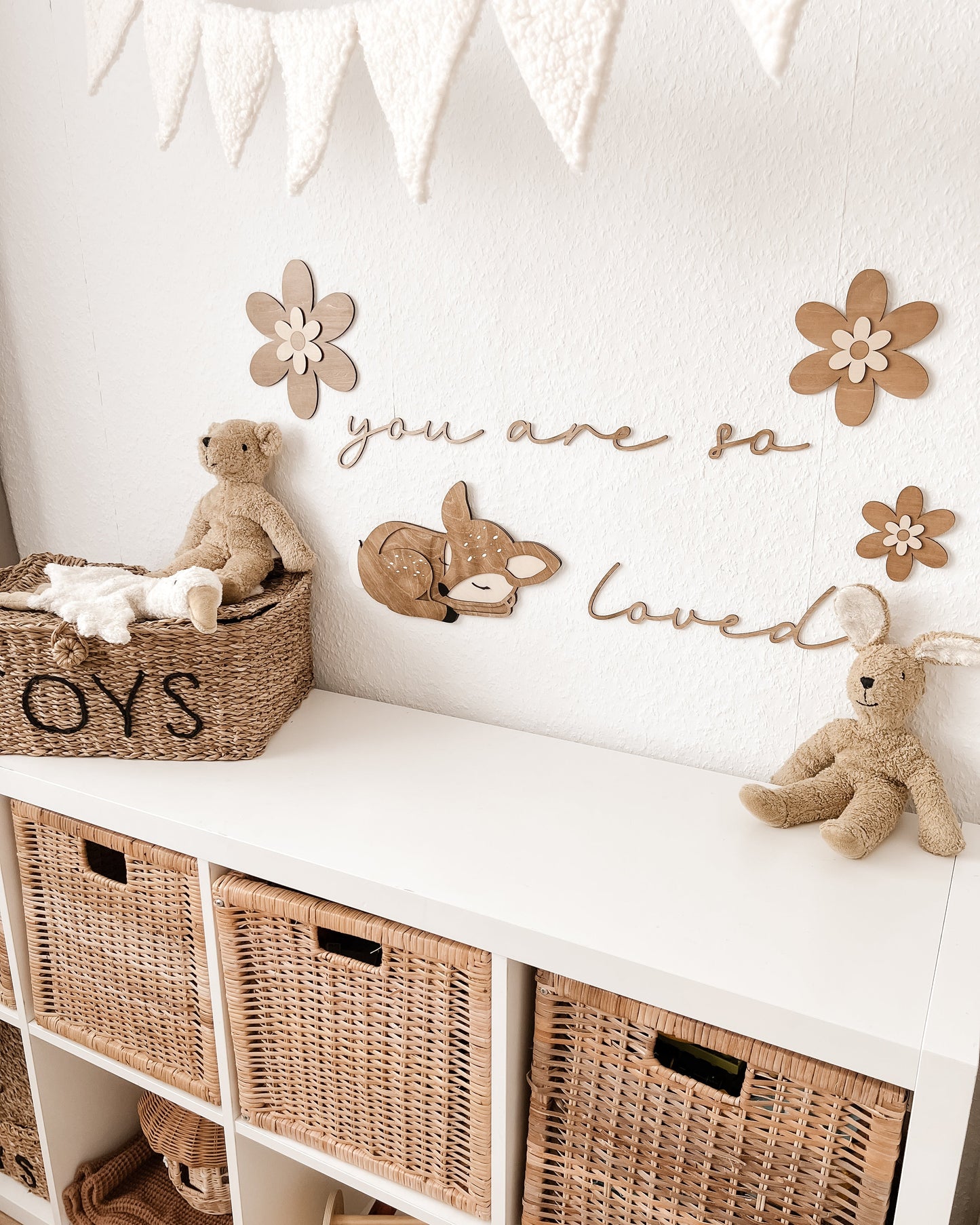 3 Holzblumen Nussbraun Birke