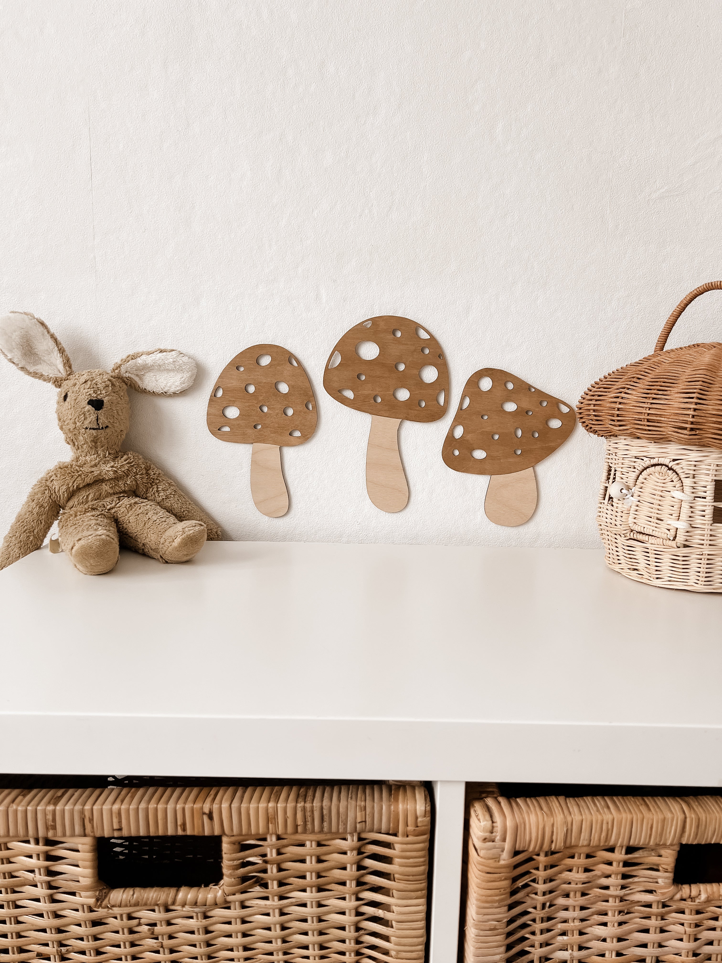 3 Pilze aus Holz - Nussbraun, Birke - BohoWildflowerVibes