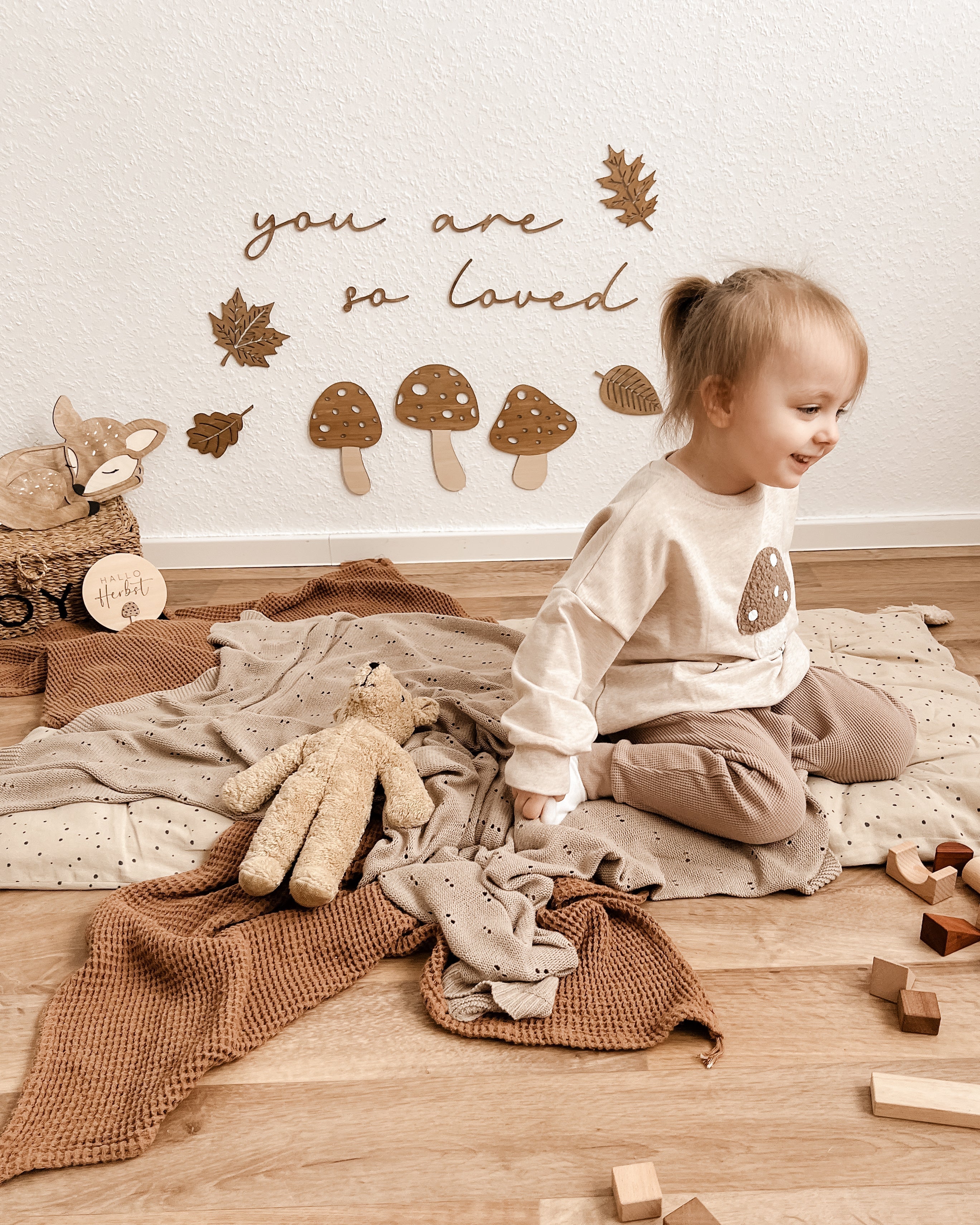 3 Pilze aus Holz - Nussbraun Birke