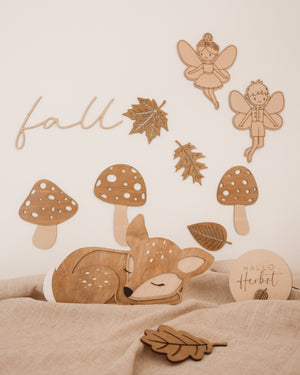 3 Pilze aus Holz - Nussbraun Birke