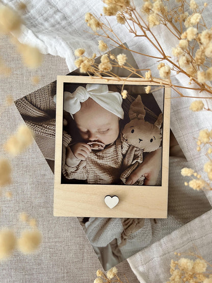 Polaroid Rahmen, Fotorahmen aus Holz - Herz weiß