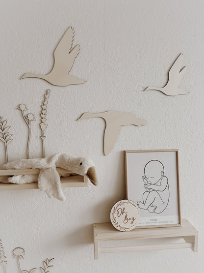 4 Fluggänse aus Holz Wanddeko Kinder- und Babyzimmer minimalistisch - BohoWildflowerVibes