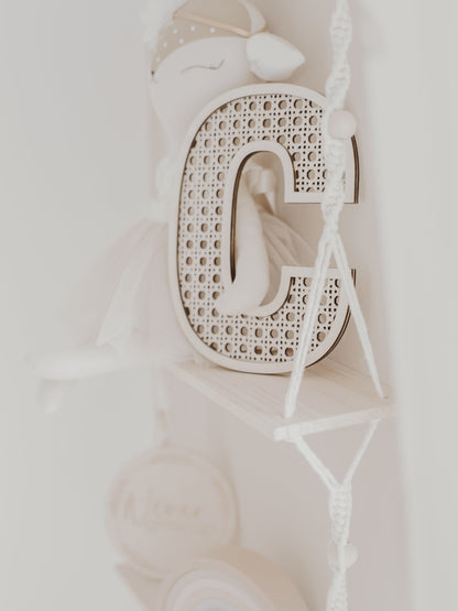 Rattan Buchstabe aus Holz, Wanddekoration, Alphabet, Kinderzimmer und Babyzimmer
