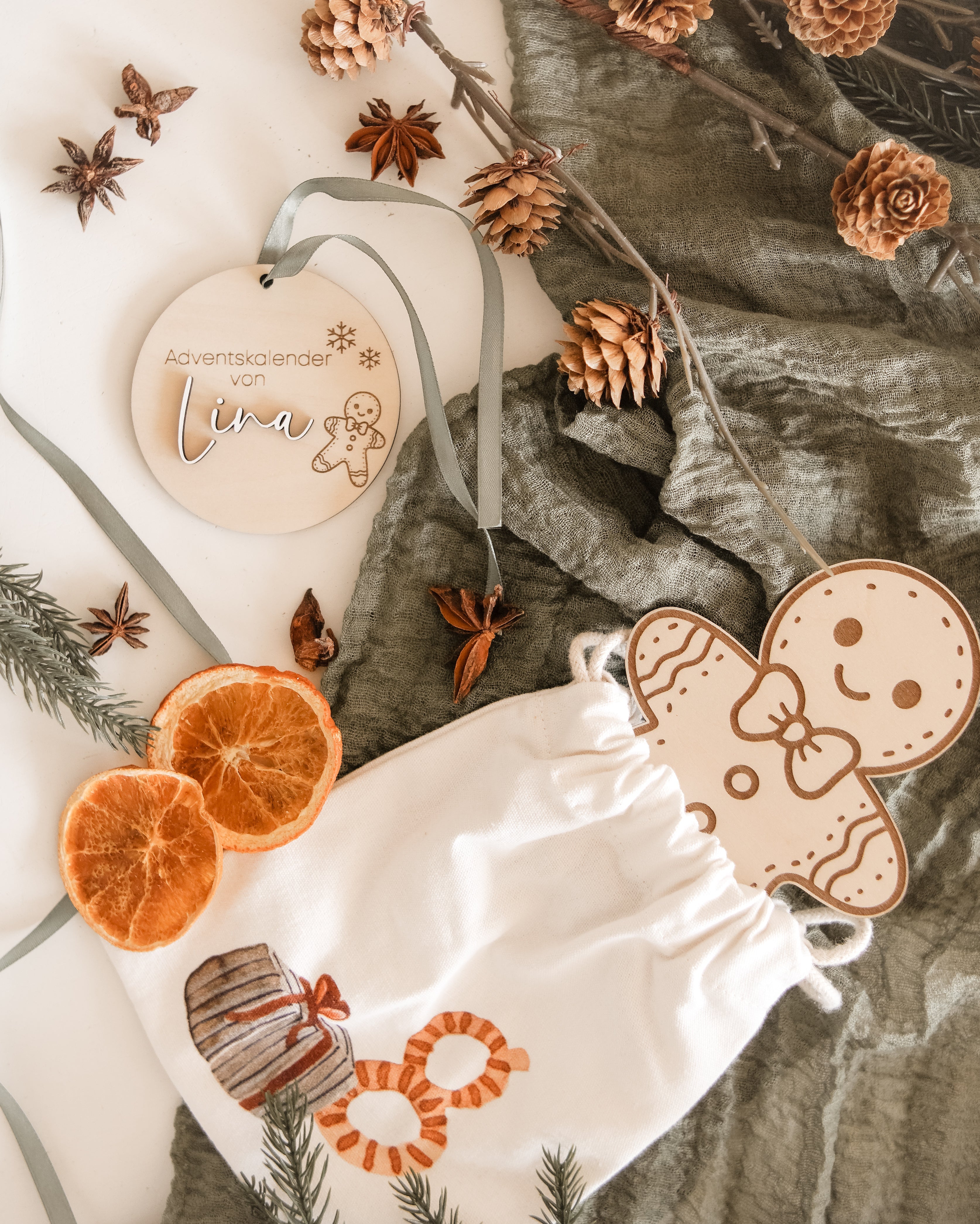 Anhänger für Adventskalender aus Holz - personalisiert