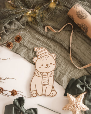 Bär aus Holz - Birke graviert