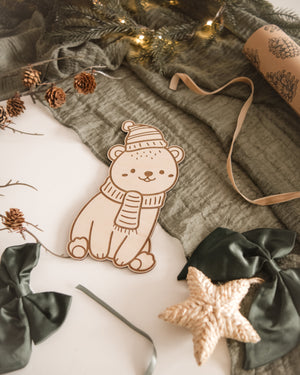 Bär aus Holz - Birke graviert