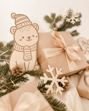 Bär aus Holz - Birke graviert