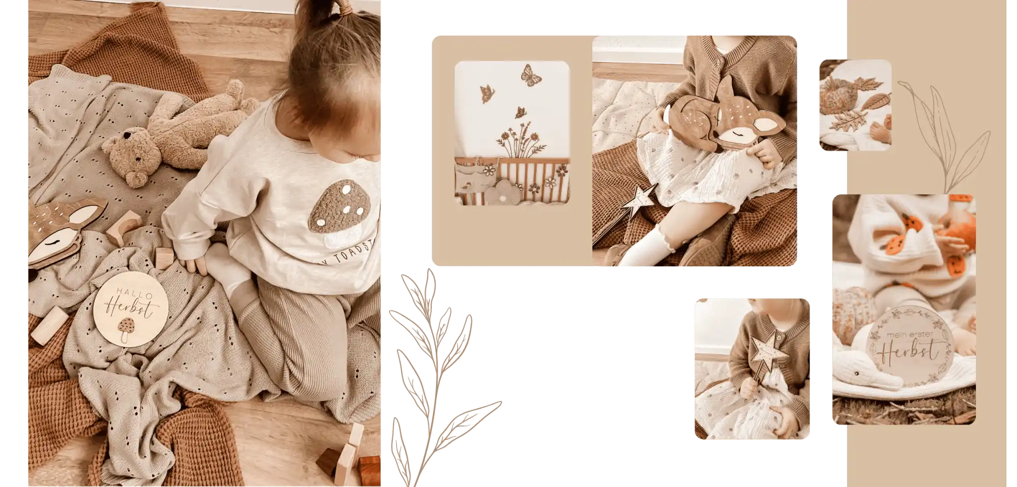 Beige Baby-Body mit braunen und weißen Punkten, weiches Baumwollmaterial.