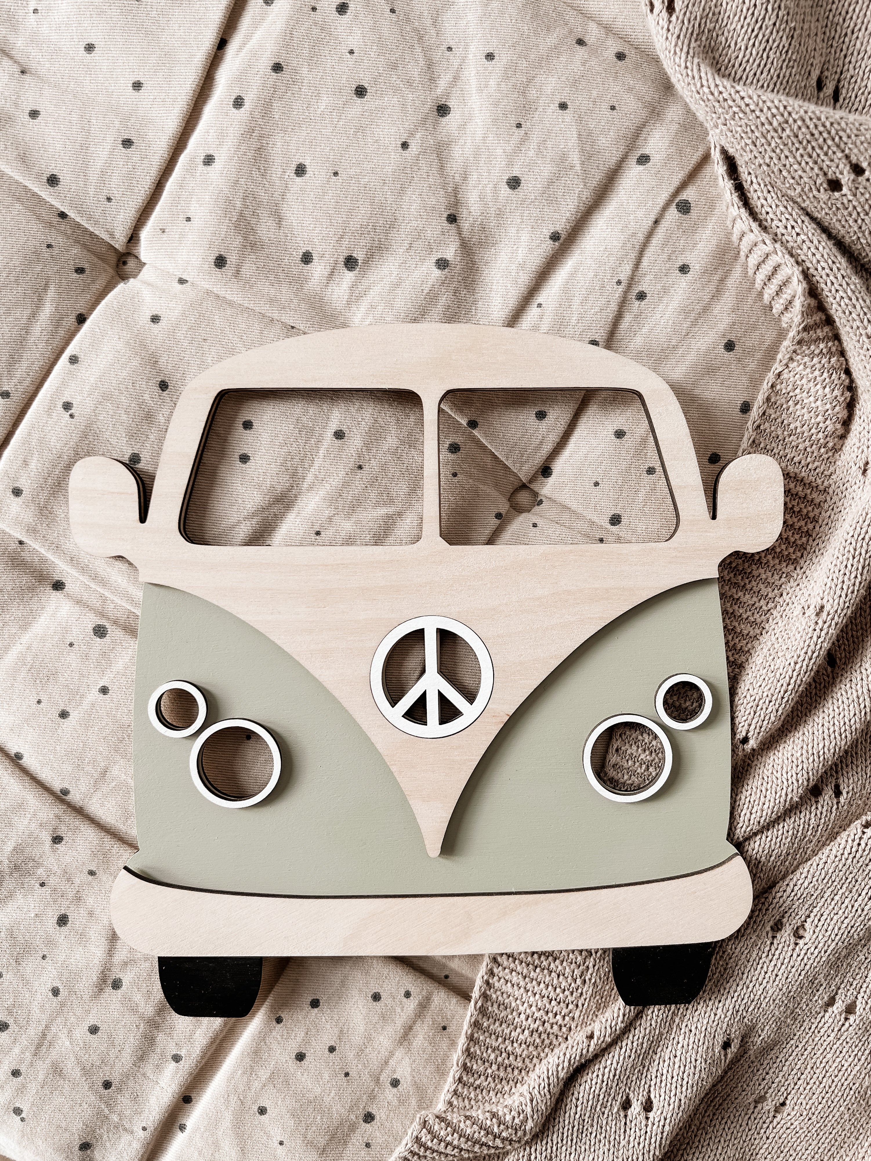 Bus aus Holz - Grün, Birke - BohoWildflowerVibes