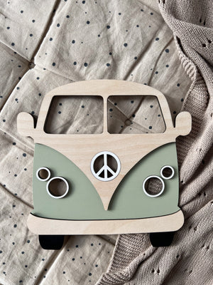 Bus aus Holz - Grün, Birke - BohoWildflowerVibes