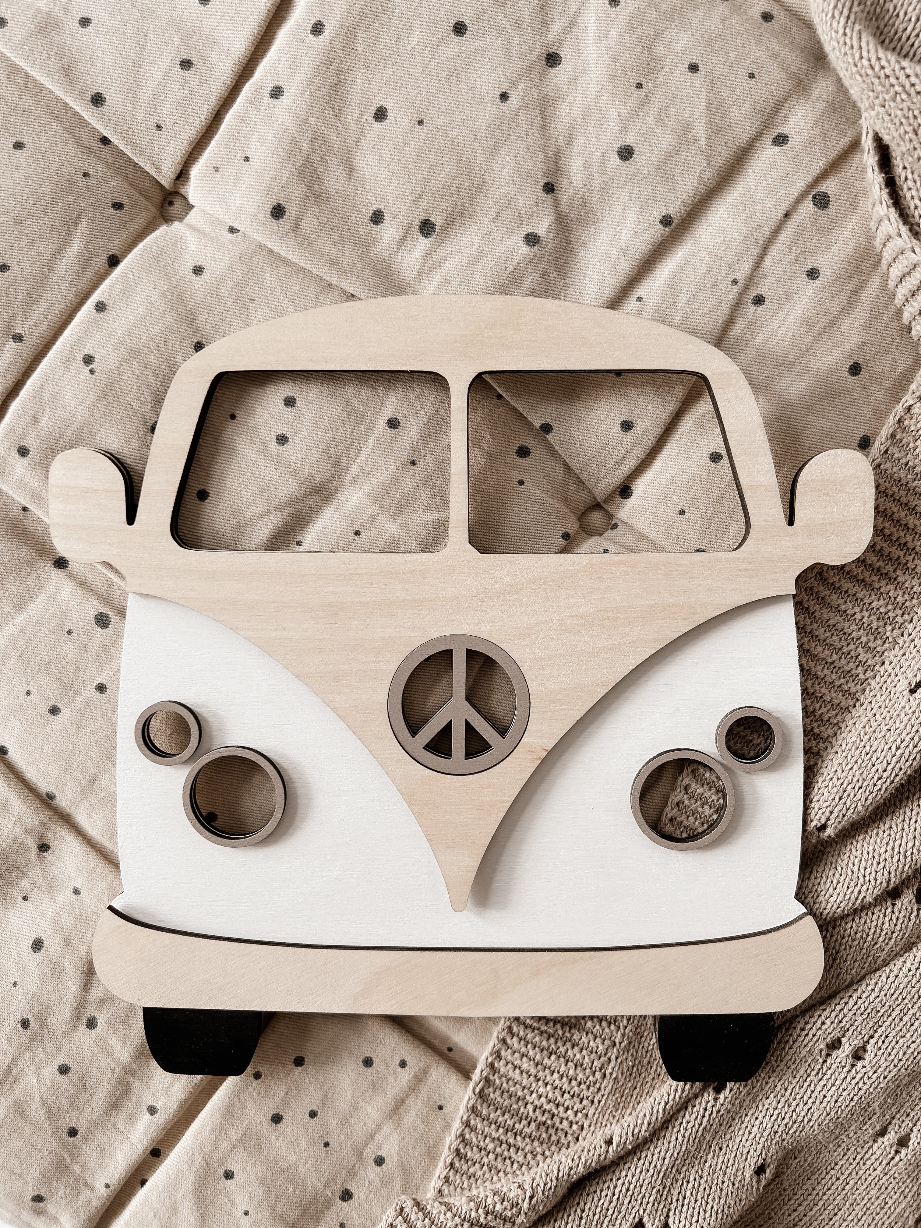 Bus aus Holz - Weiß, Birke - BohoWildflowerVibes