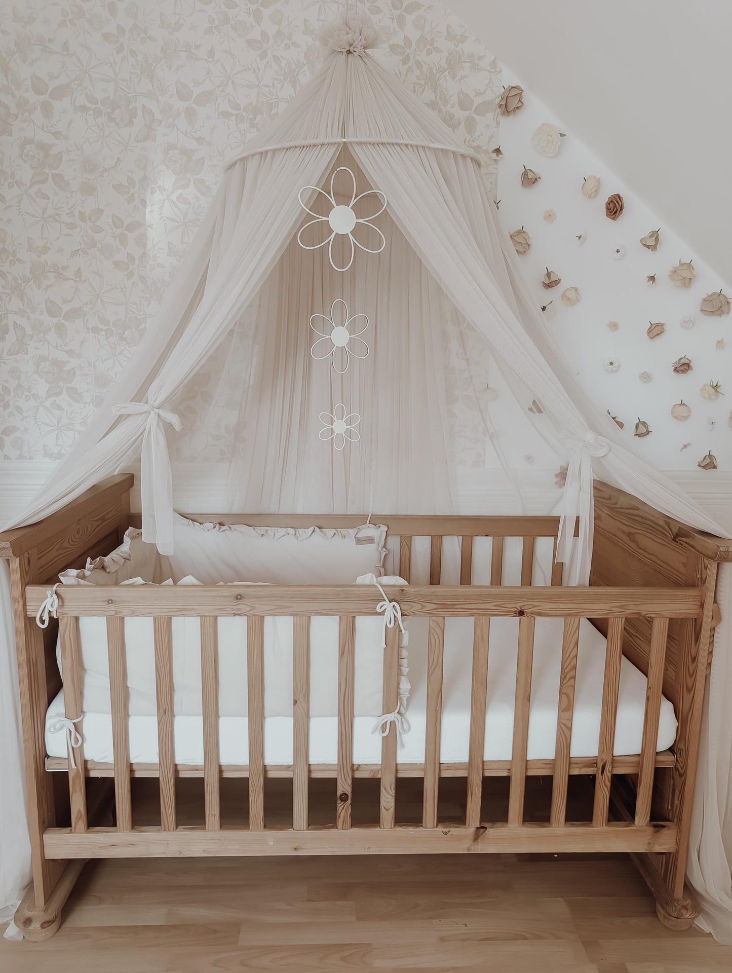 3 Holzblumen Wanddeko für Kinder- und Babyzimmer