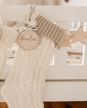 Geschenkanhänger Christbaumschmuck aus Holz – Schleife Persönliche Weihnachtsdeko