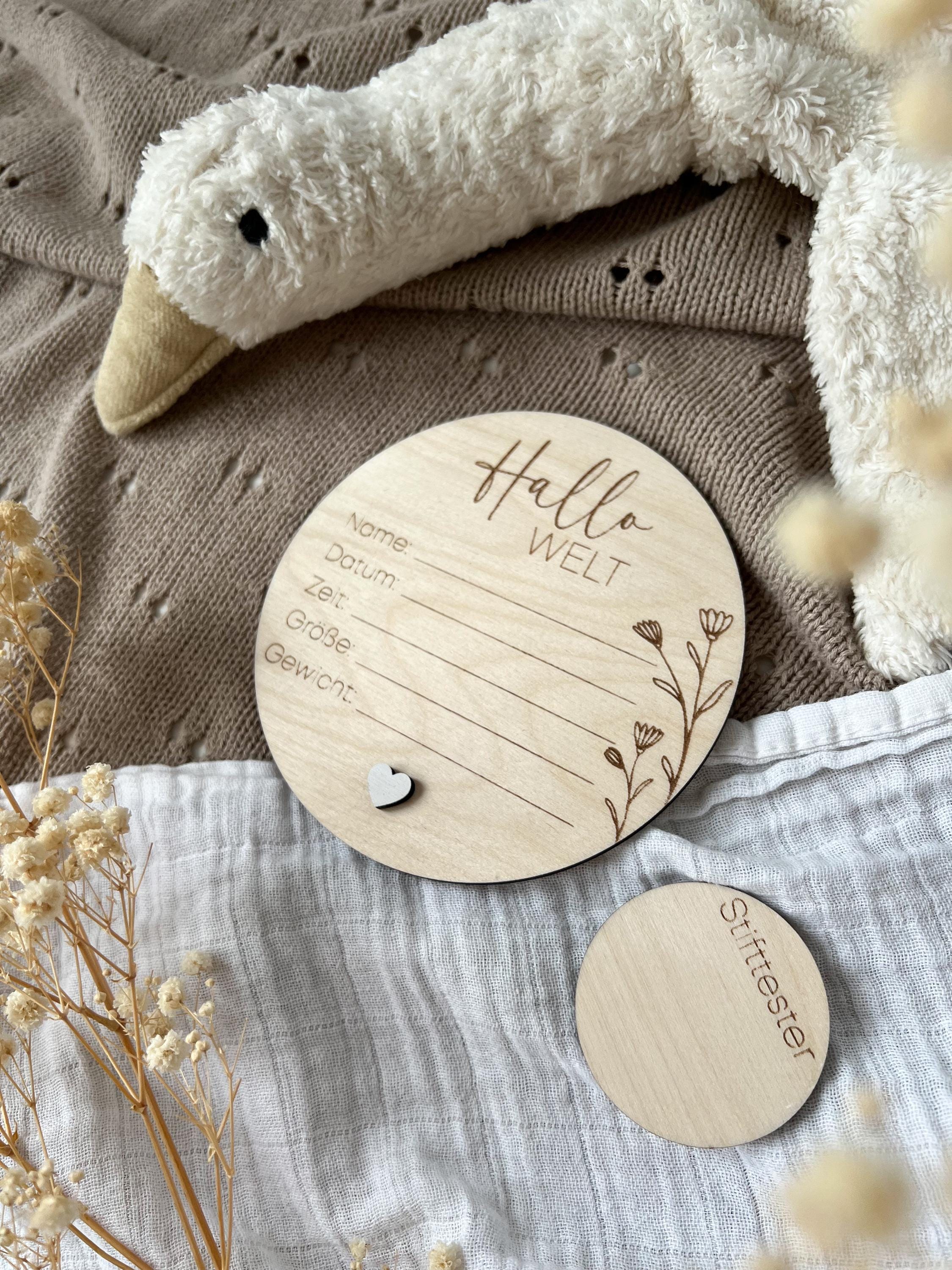 Hallo Welt Meilensteinkarte - mit Geburtsdaten zum eintragen - BohoWildflowerVibes