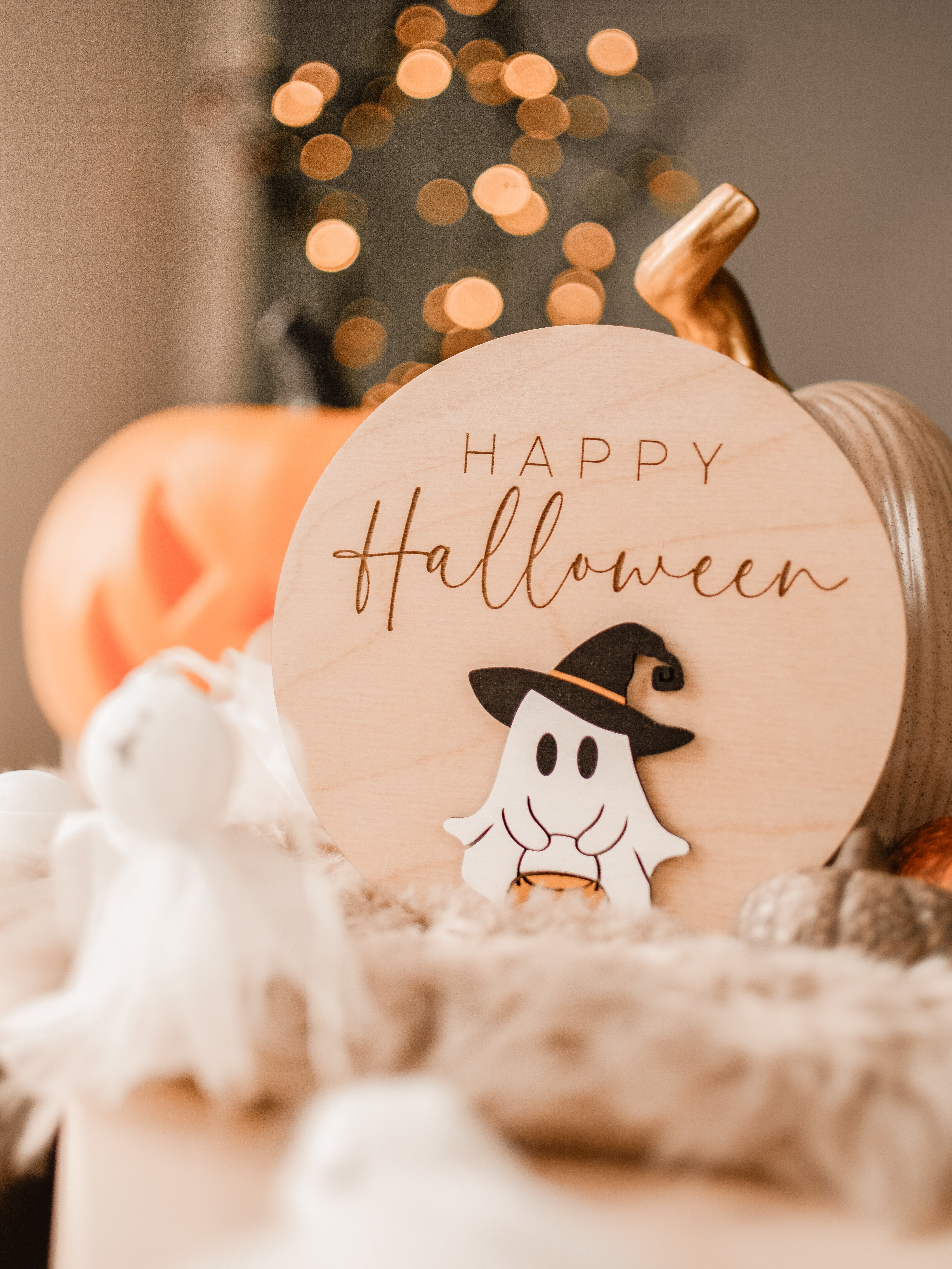 Happy Halloween Tafel aus Holz - BohoWildflowerVibes