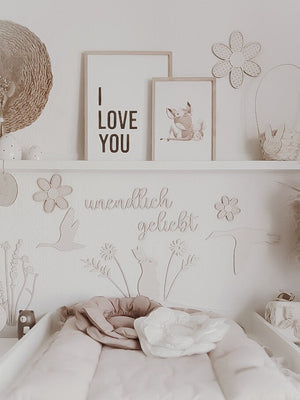 Hase aus Holz Wanddeko für Kinderzimmer, Babyzimmer, 3D Wandtattoo - BohoWildflowerVibes
