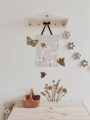 Holzblumen Girlande, Wimpelkette, Dekoration Kinderzimmer und Babyzimmer - BohoWildflowerVibes