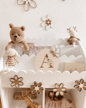 Holzblumen Girlande Wimpelkette Dekoration Kinderzimmer und Babyzimmer