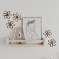 Holzblumen Set - Nussbraun, Wanddeko für Kinderzimmer und Babyzimmer - BohoWildflowerVibes