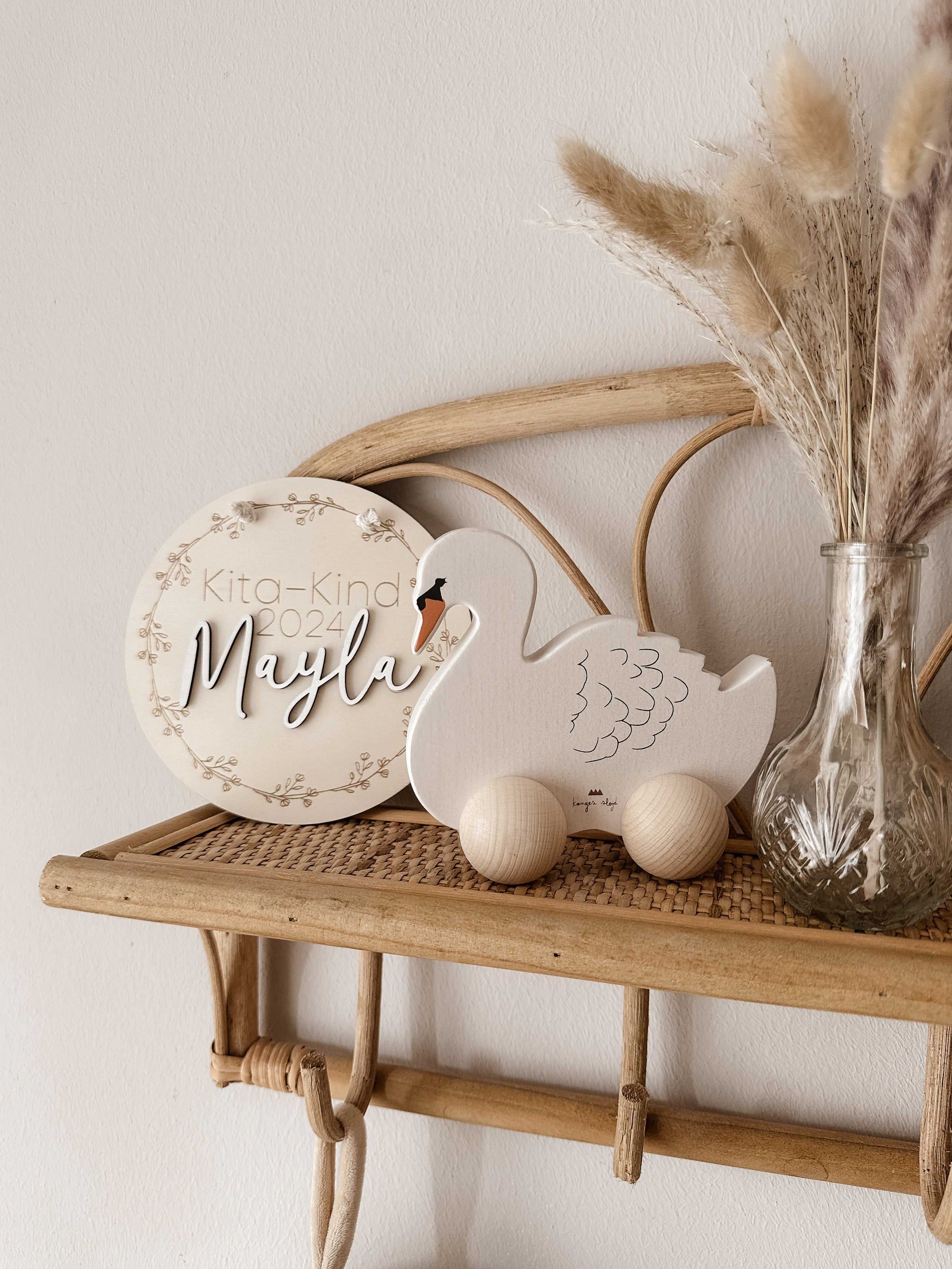 Kita-Kind Tafel aus Holz - BohoWildflowerVibes