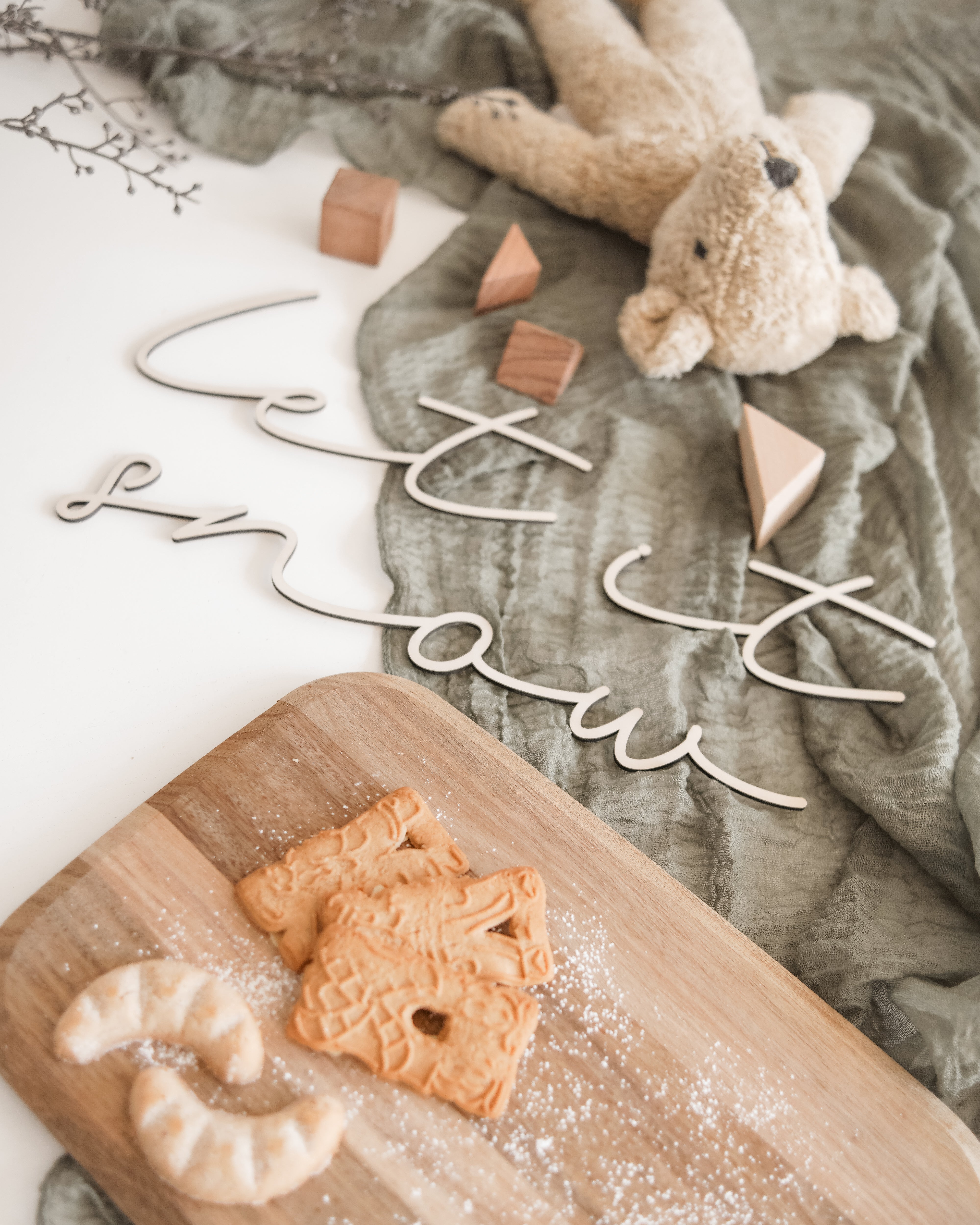 let it snow Holzschriftzug