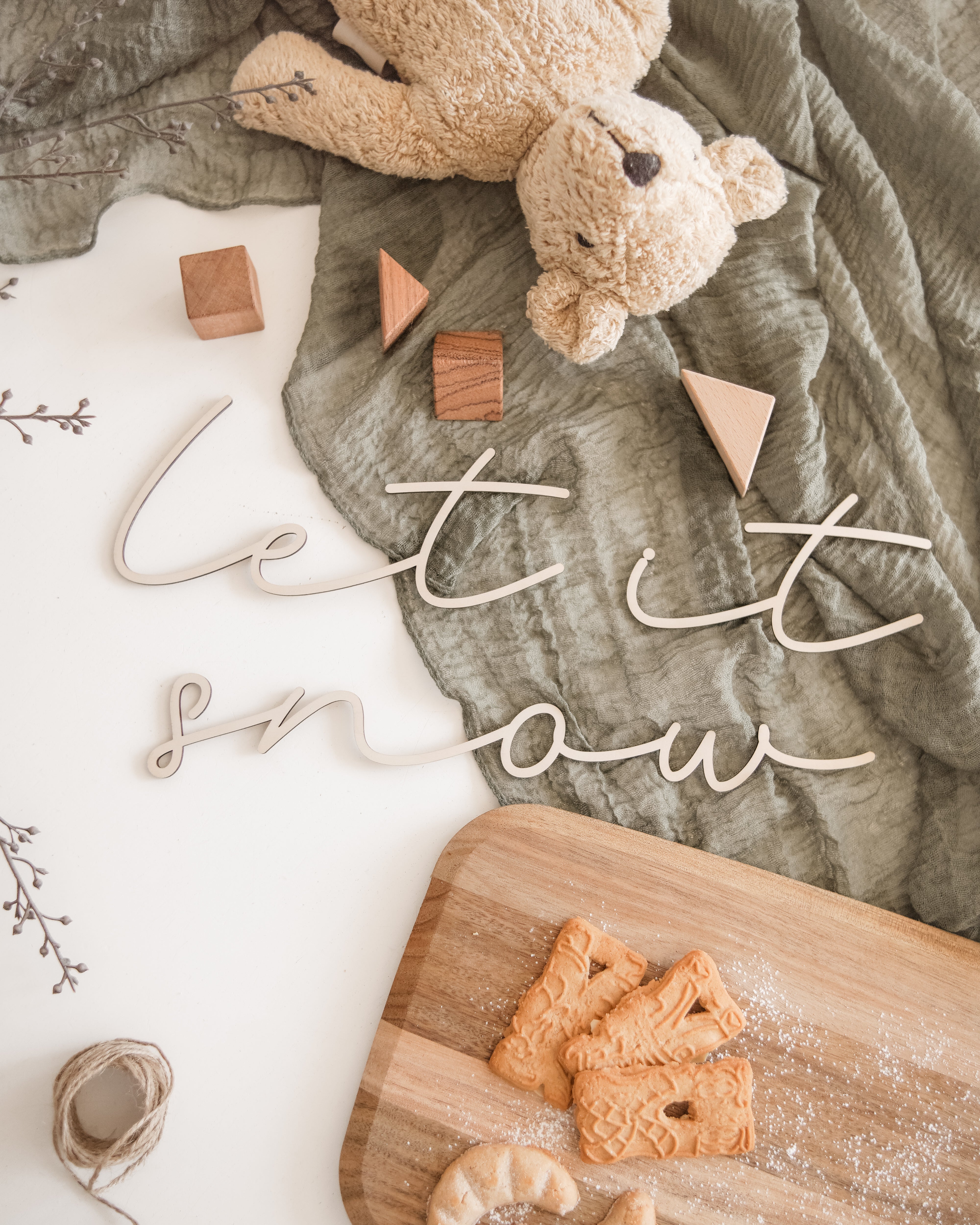 let it snow Holzschriftzug