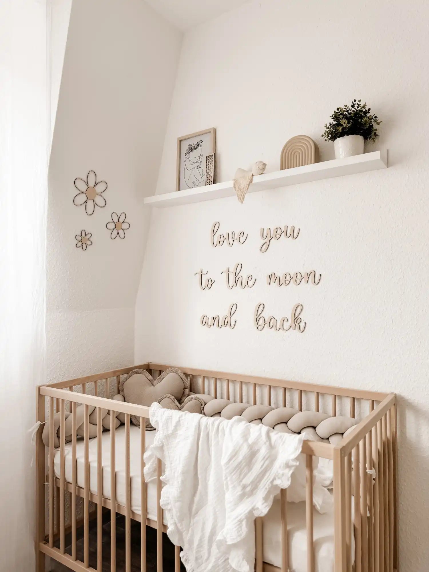 3 Holzblumen Wanddeko für Kinder- und Babyzimmer - BohoWildflowerVibes
