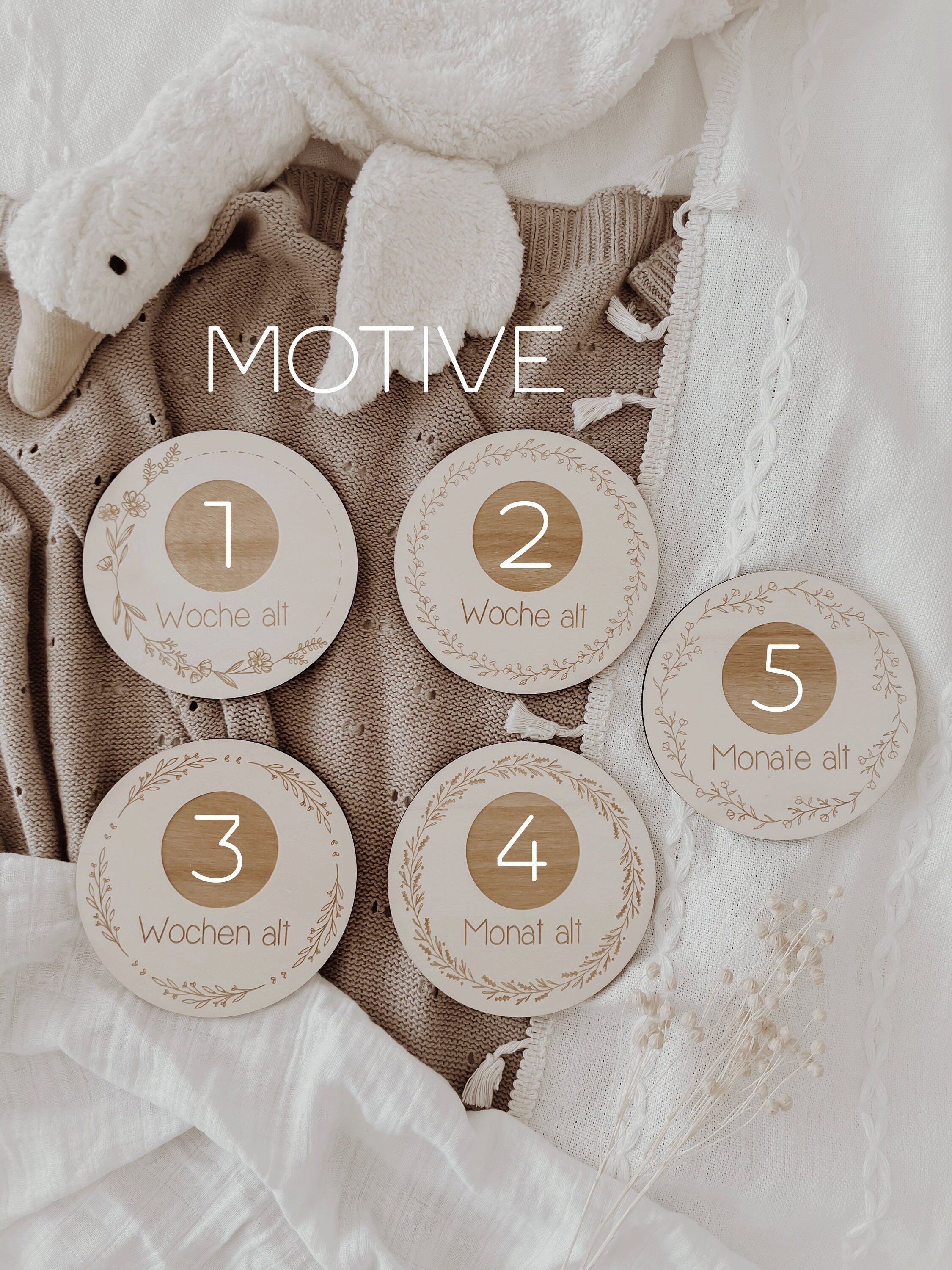 Meilensteinkarten - Baby erstes Jahr mit Einlegescheiben - BohoWildflowerVibes