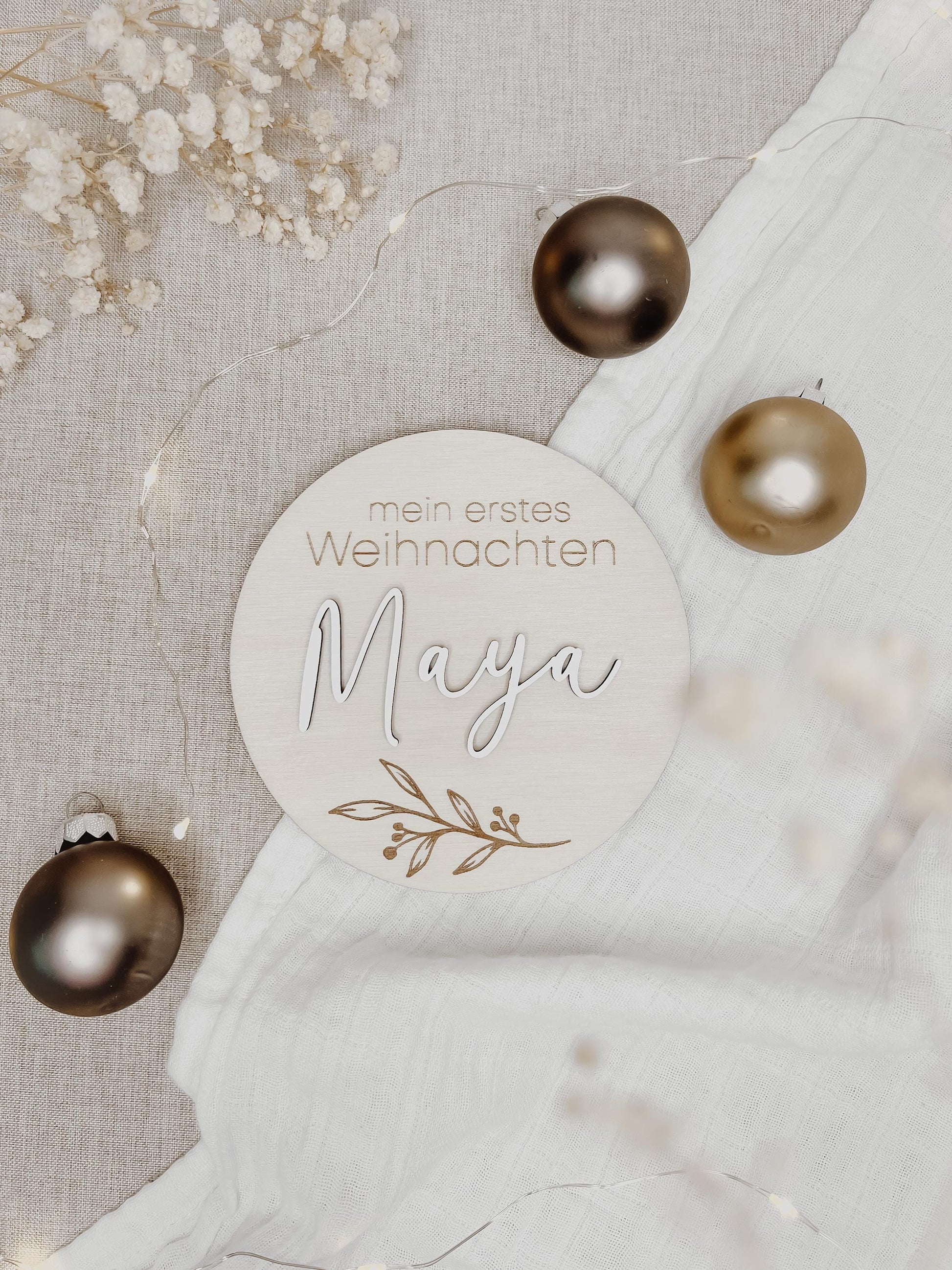Meilensteinkarte - mein erstes Weihnachten personalisiert - BohoWildflowerVibes