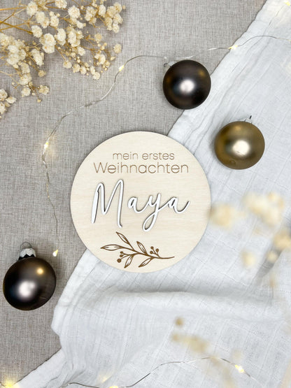 Meilensteinkarte - mein erstes Weihnachten personalisiert - BohoWildflowerVibes