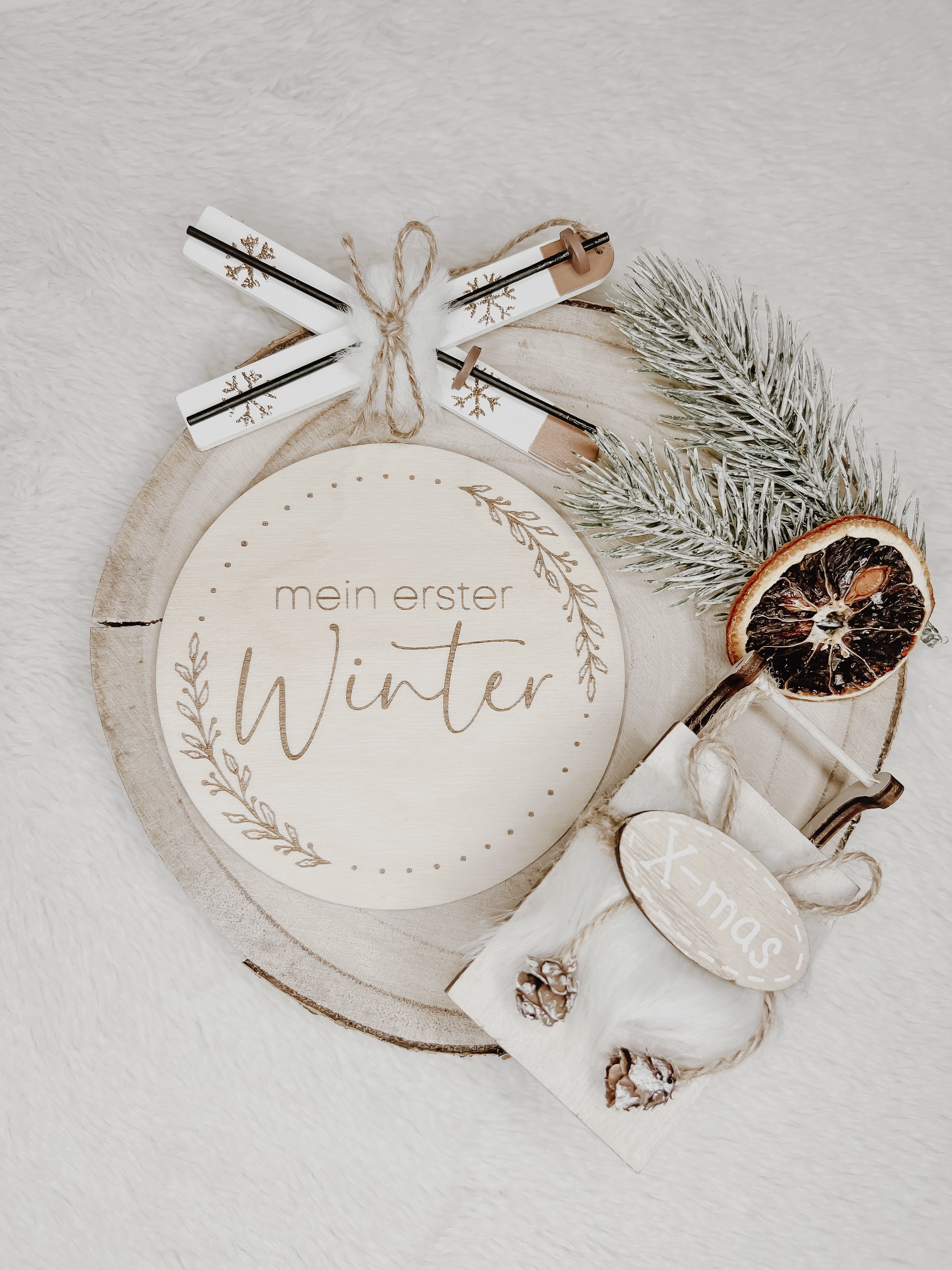 Mein erster Winter - Holztafel Meilensteinkarte Holzschild