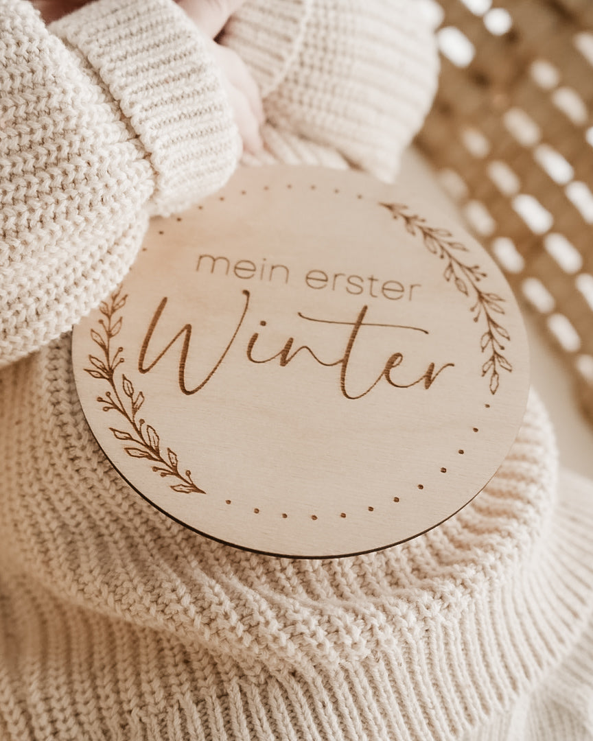 Mein erster Winter - Holztafel Meilensteinkarte Holzschild