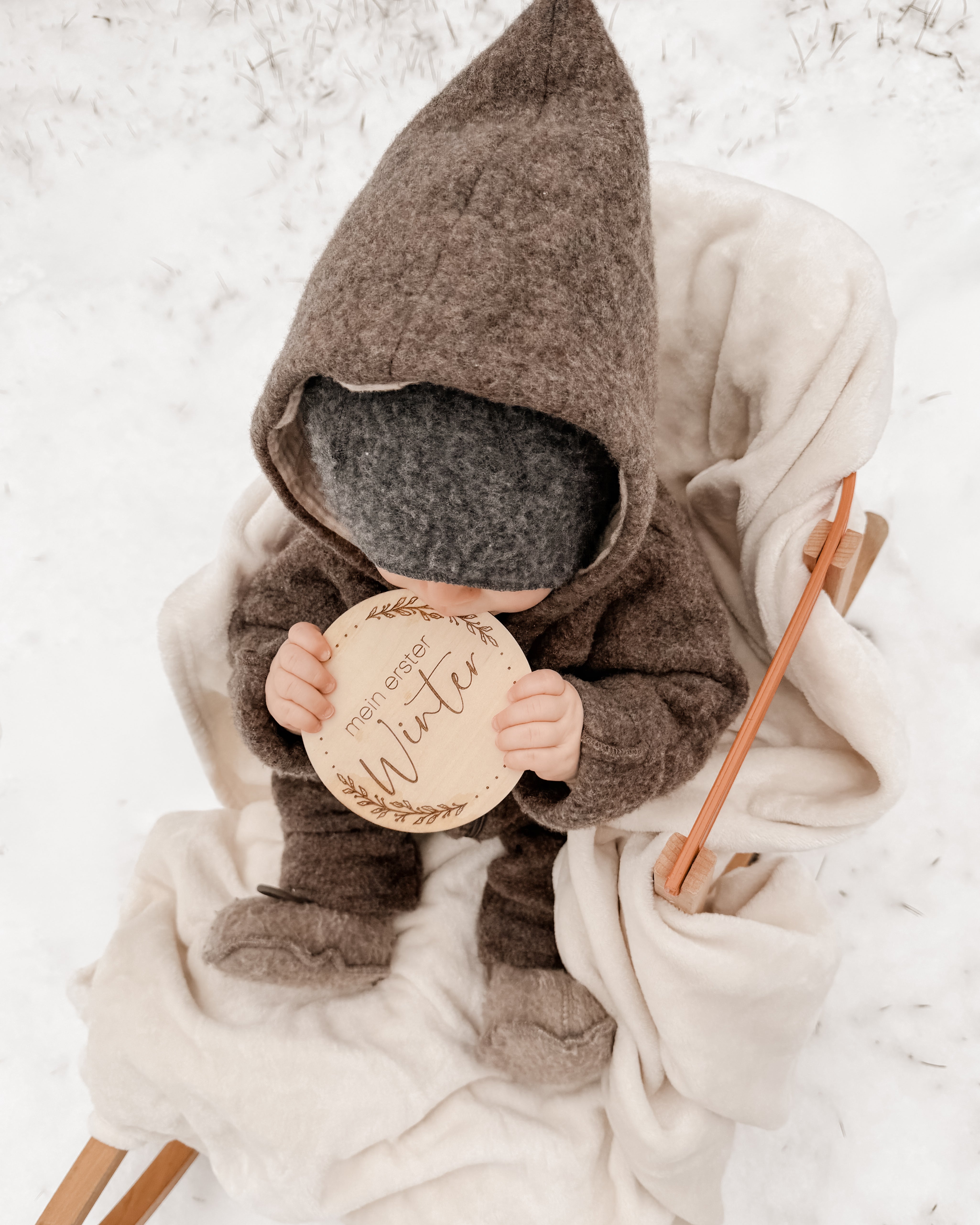 Mein erster Winter - Holztafel Meilensteinkarte Holzschild
