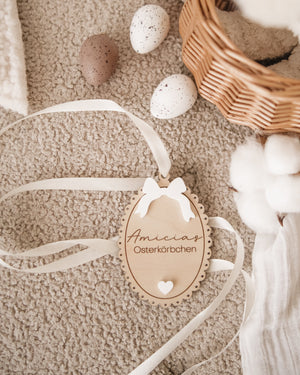 Osterkorbanhänger - Schleife weiß in verschiedenen Variationen