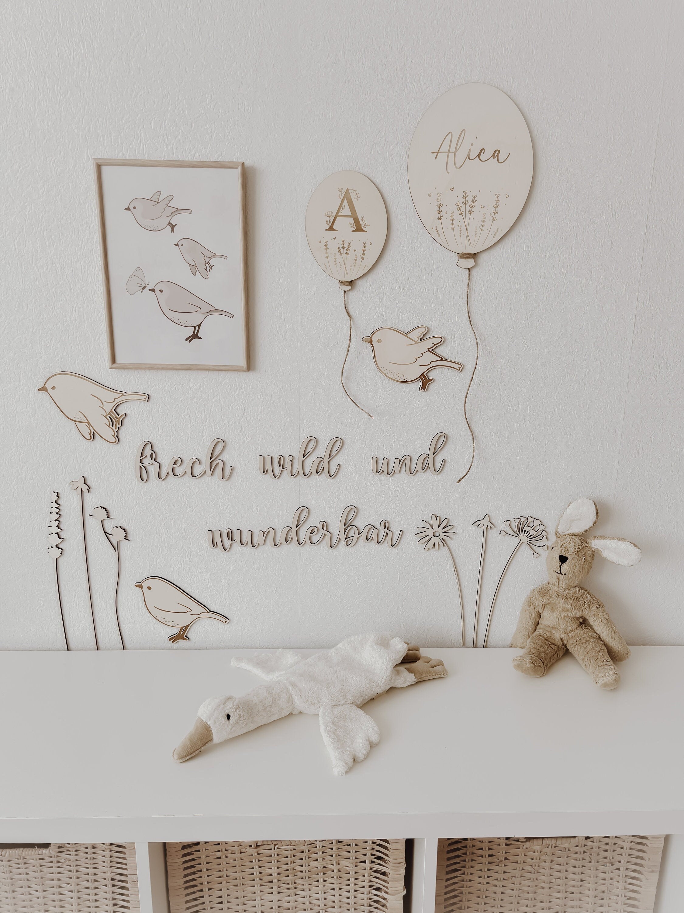 Personalisierter Ballon aus Holz - BohoWildflowerVibes