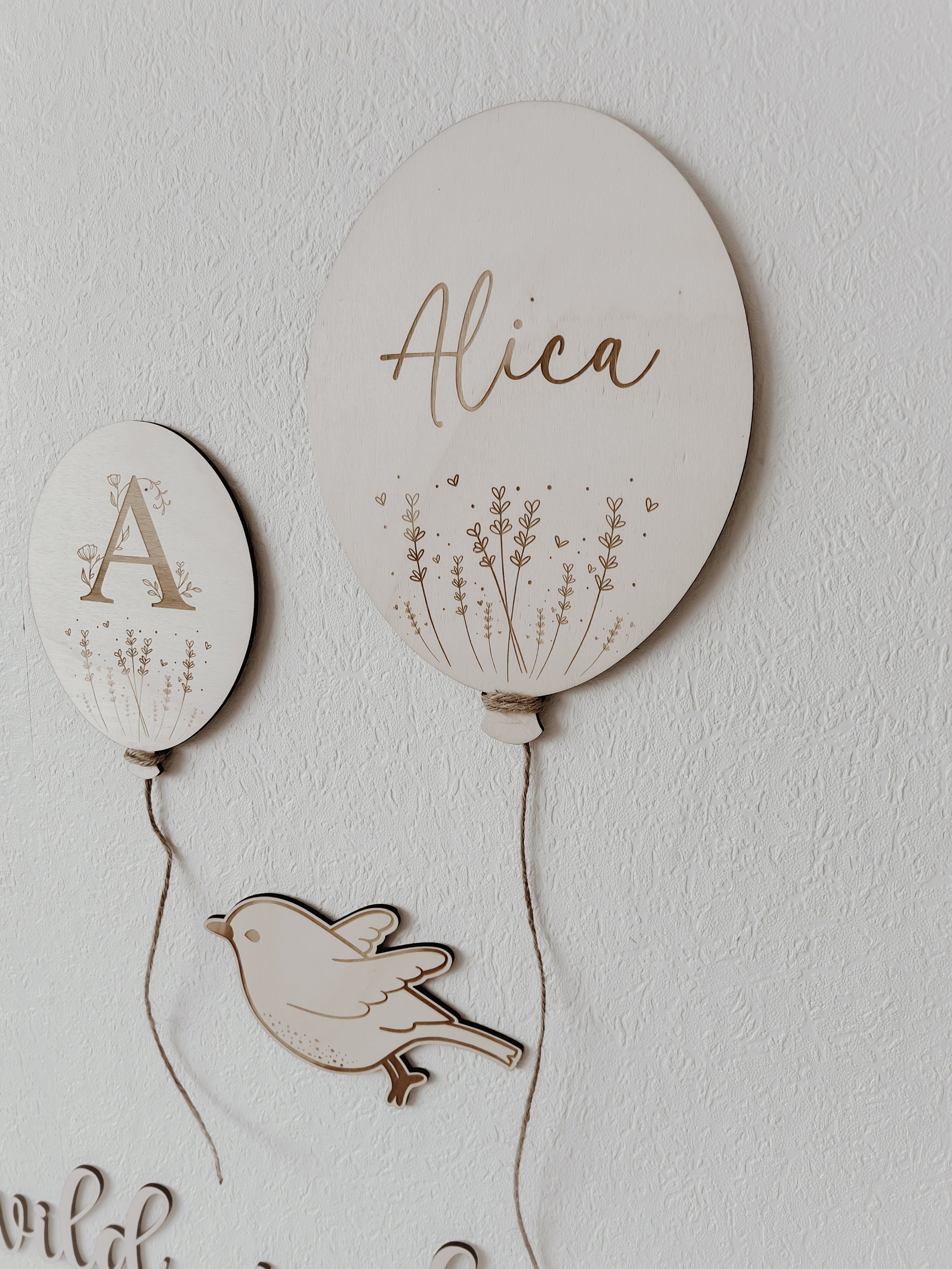 Personalisierter Ballon aus Holz - BohoWildflowerVibes