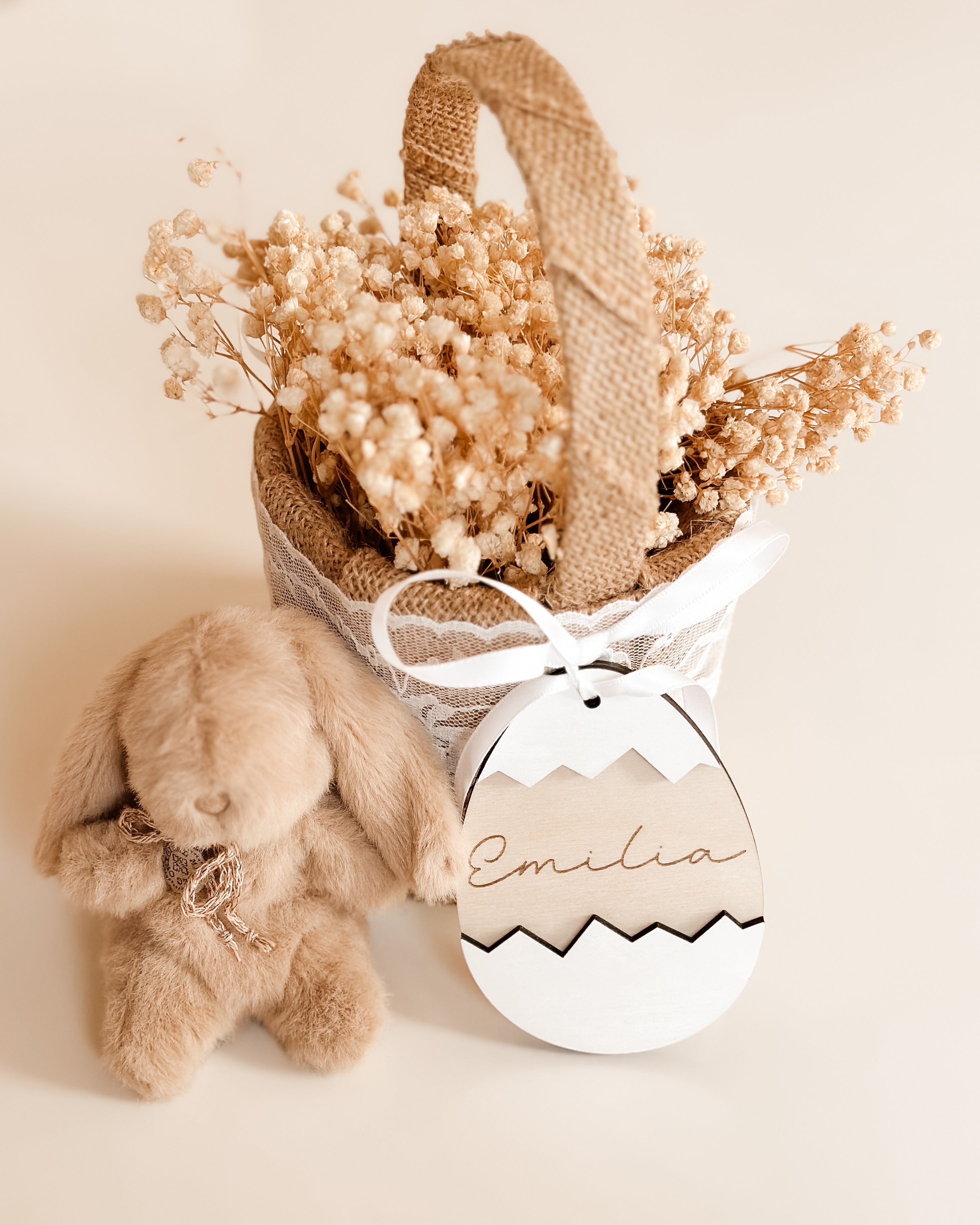 Personalisierter Osterkorbanhänger - Ei weiß mit Namen