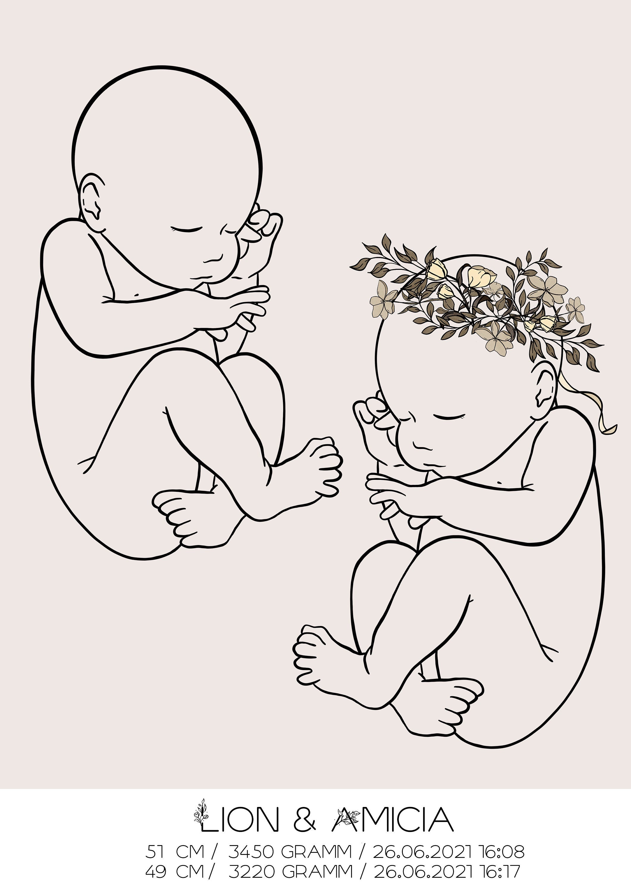 Personalisiertes Geburtsposter - Digitaler Download - BohoWildflowerVibes