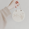 Personalisiertes Holzschild mit Geburtsblume, 12 Motive - BohoWildflowerVibes