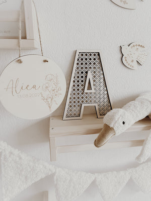 Personalisiertes Holzschild mit Geburtsblume, 12 Motive - BohoWildflowerVibes