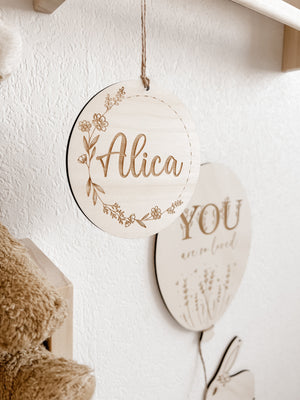 Personalisiertes Holzschild mit Namen - BohoWildflowerVibes