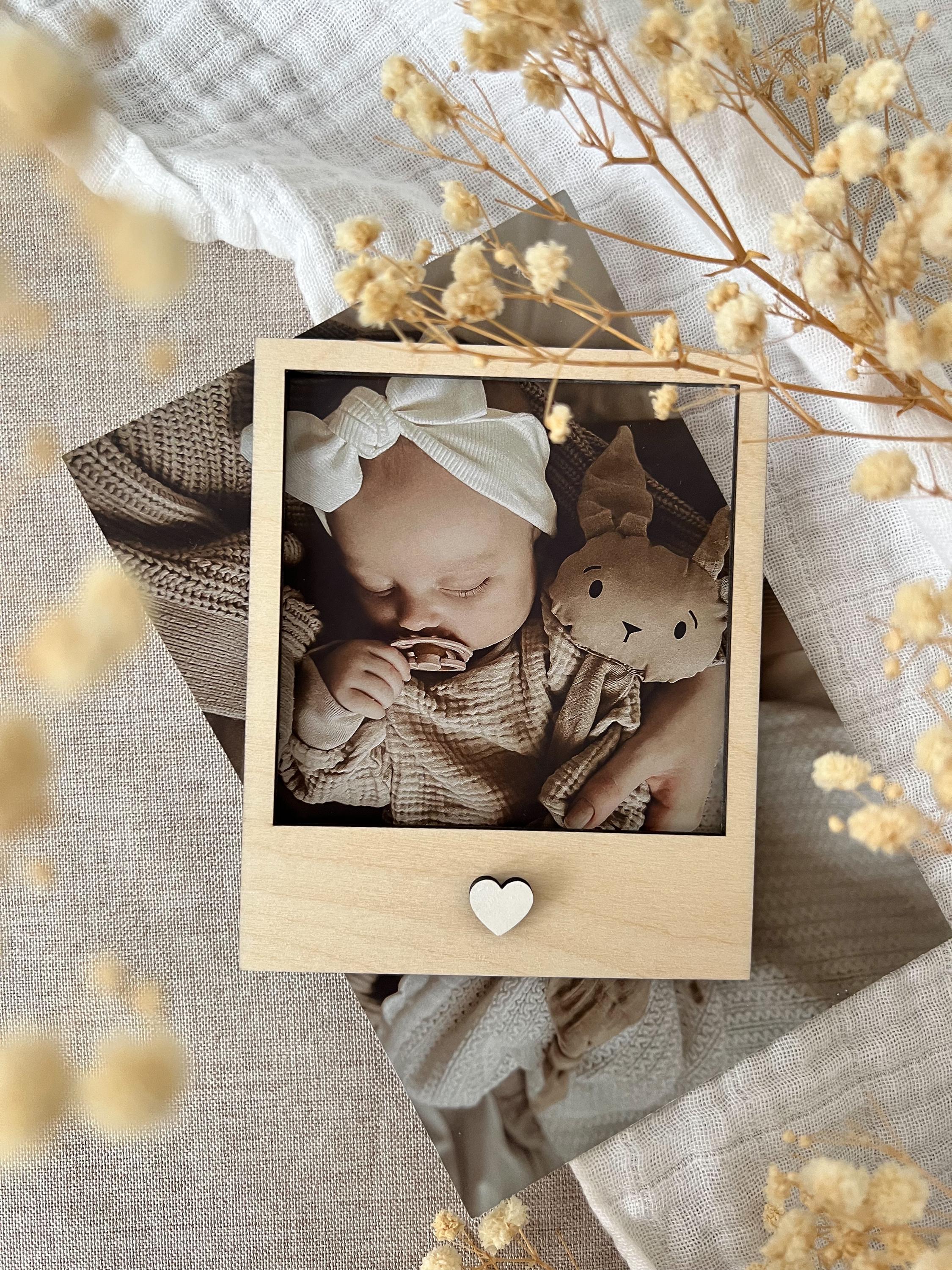 Polaroid Rahmen, Fotorahmen aus Holz - Herz weiß - BohoWildflowerVibes