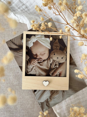 Polaroid Rahmen, Fotorahmen aus Holz - Herz weiß - BohoWildflowerVibes
