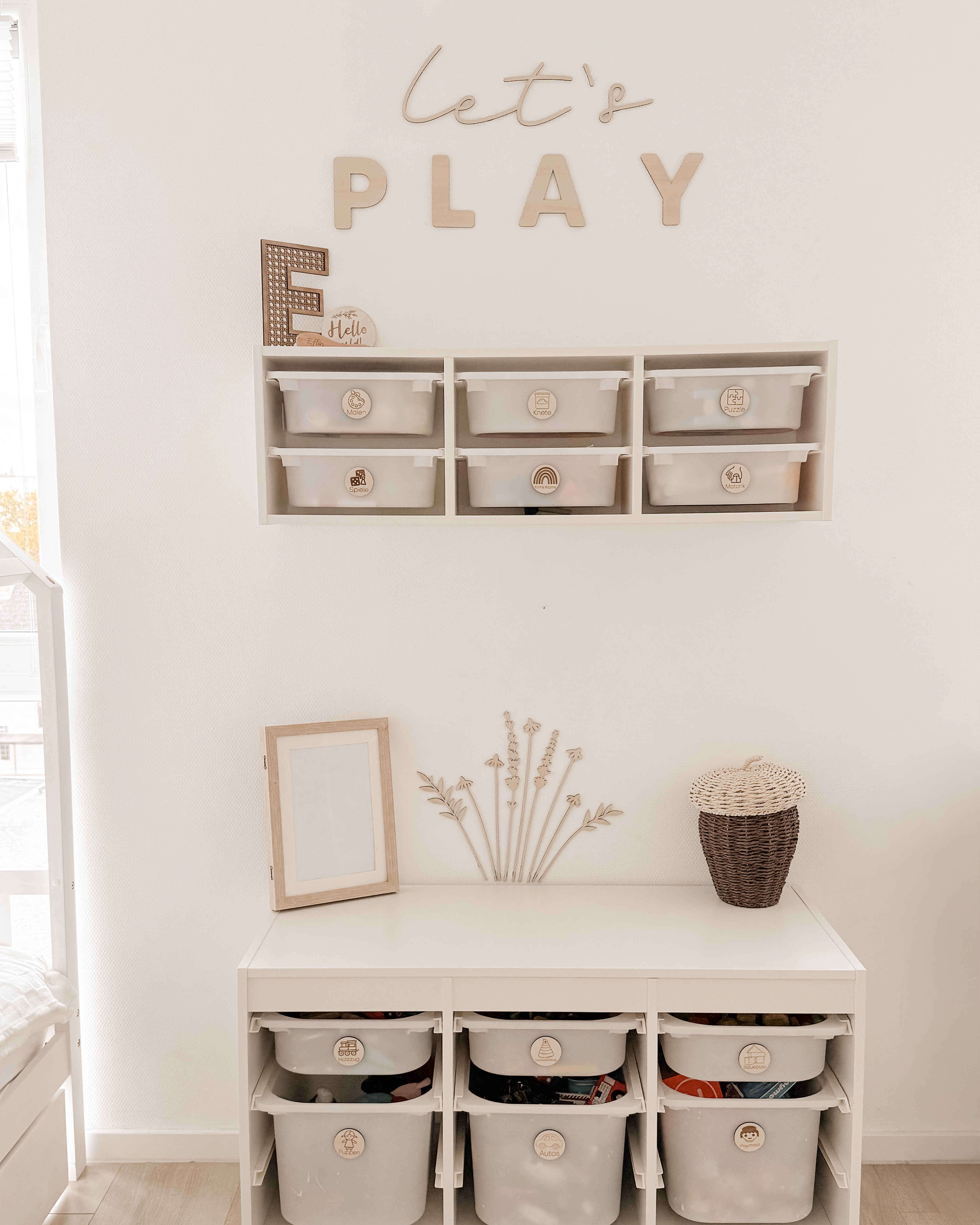 Rattan Buchstabe aus Holz - Nussbraun Wanddekoration Alphabet Kinderzimmer und Babyzimmer